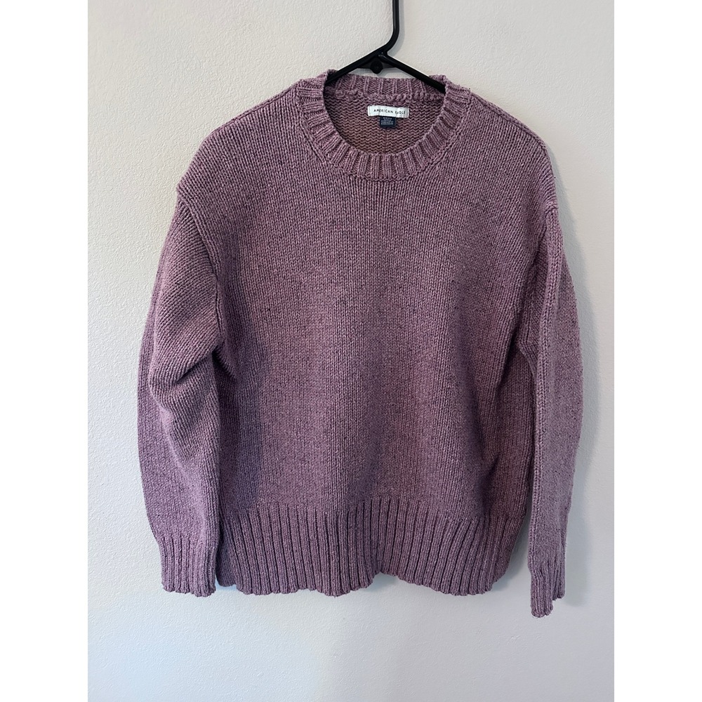 American Eagle Sweater S Purple Excellent Chunky Knit Crewneck Pullover